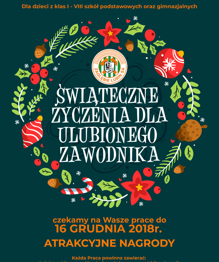 Złóż świąteczne życzenia swojemu ulubionemu piłkarzowi KGHM Zagłębia i zgarnij atrakcyjne nagrody!