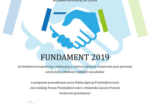 Zagłębie Lubin S.A. nominowane do tytułu  „Fundament 2019”!